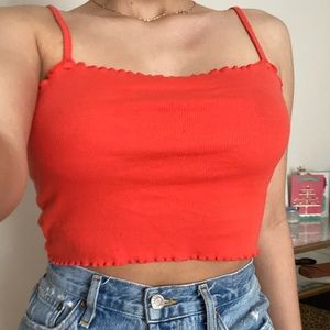 ⭐️TOPSHOP ORANGE LETTUCE EDGED CAMI TOP